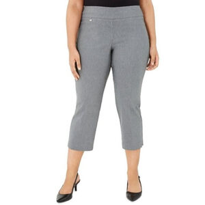 Alfani Plus Size 20W & 24W Tummy-Control Grey Capri Dress Pants NWT